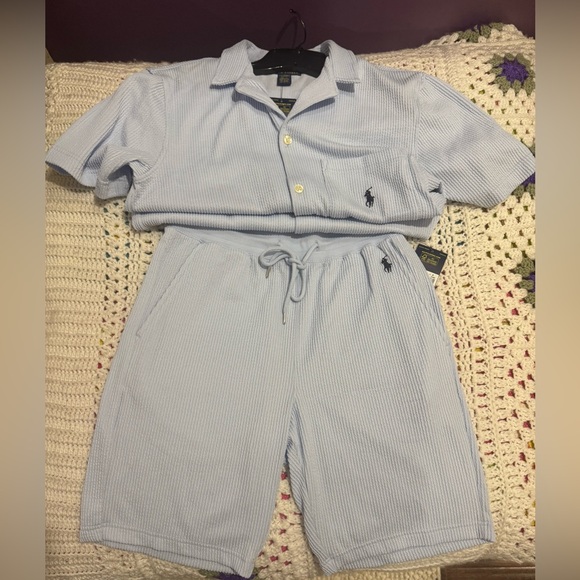 Ralph Lauren Light Blue Men's Shirt and Shorts Set - Picture 3 of 4
